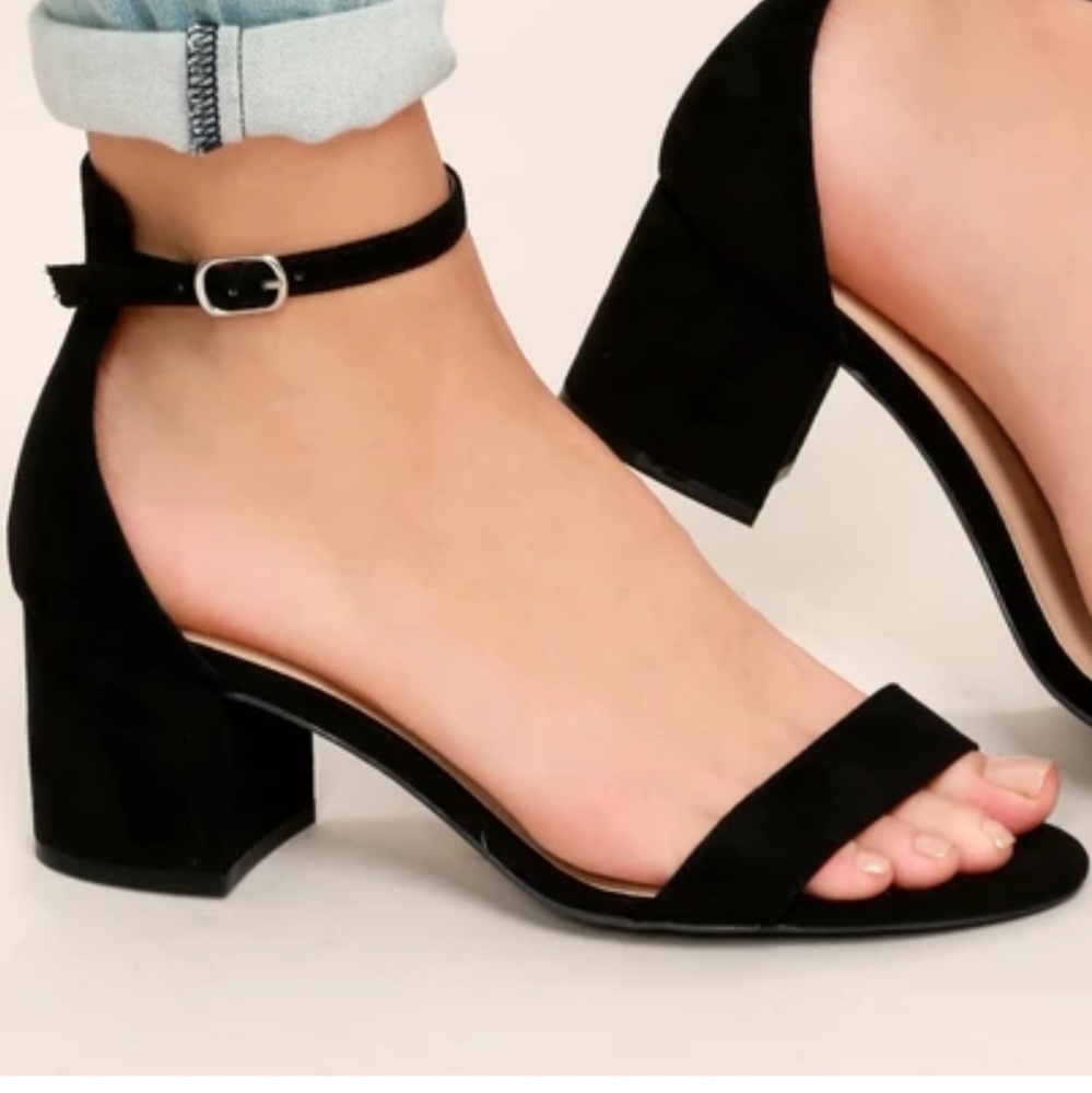 Suede Black Block Heel
